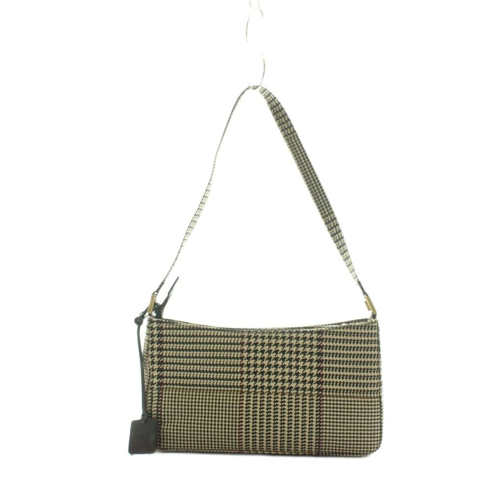 Lauren Ralph Shoulder Bag One Handle Beige Black Houndstooth All over
